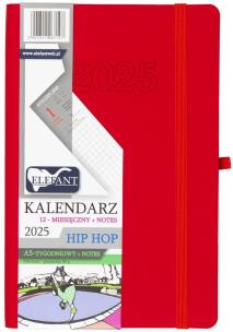 Opakowanie Kalendarz 2025 A5 12M + notes Hip Hop czerwony