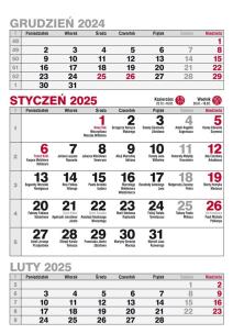 Okładka książki Kalendarz 2025 A5 biurkowy pionowy trójdzielny MIX