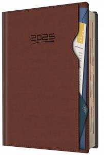 Kalendarz 2025 A5 dzienny planer kieszonka brązowy. Wydawca: Evena. Multiszop.pl Opakowanie Kalendarz 2025 A5 dzienny planer kieszonka brązowy