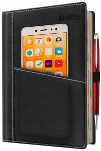 Kalendarz 2025 A5 dzienny planer kieszonka czarny. Wydawca: Evena. Multiszop.pl Opakowanie Kalendarz 2025 A5 dzienny planer kieszonka czarny