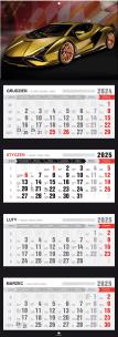 Okładka książki Kalendarz 2025 czterodzielny Super Car
