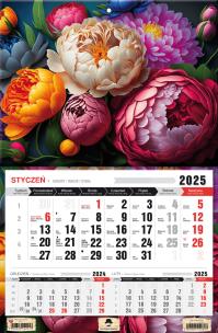 Okładka książki Kalendarz 2025 Trójdzielny jednodzielny Kwiaty