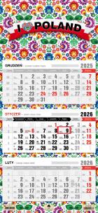 Okładka książki Kalendarz 2025 Trójdzielny płaska główka Folk