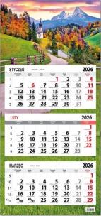 Kalendarz 2025 trójdzielny płaska główka jesień. Wydawca: Sapt. Multiszop.pl Opakowanie Kalendarz 2025 trójdzielny płaska główka jesień