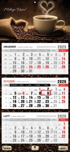 Okładka książki Kalendarz 2025 Trójdzielny płaska główka Kawa
