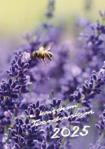 Okładka książki Kalendarz 2025 z ks. Twardowskim - pszczoła