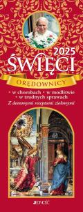 Kalendarz 2025 zdzierak Święci orędownicy. Autor: Hubert Wołącewicz. Multiszop.pl Okładka książki Kalendarz 2025 zdzierak Święci orędownicy