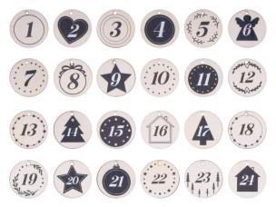 Opakowanie Kalendarz adwentowy zawieszka drewniana kółka 4cm