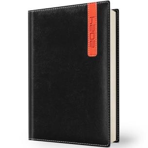 Kalendarz książkowy 2024 A5 dzienny czarny. Wydawca: Evena. Multiszop.pl Opakowanie Kalendarz książkowy 2024 A5 dzienny czarny