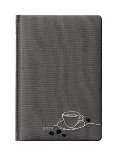Kalendarz książkowy 2024 A5 dzienny haft szary. Wydawca: Evena. Multiszop.pl Opakowanie Kalendarz książkowy 2024 A5 dzienny haft szary