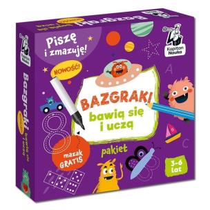 Kapitan Nauka. Bazgraki bawią się i uczą. Autor: Monika Sobkowiak, Anna Zych, Pola Augustynowicz. Multiszop.pl Okładka książki Kapitan Nauka. Bazgraki bawią się i uczą
