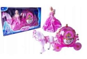 Opakowanie Kareta z lalką i koniem zasilana bateriami
