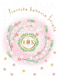 Opakowanie Karnet A5 Komunia Gołąb różowy