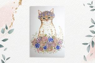 Opakowanie Karnet A5 Kot w kwiatach