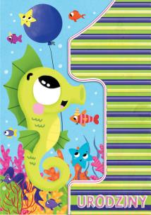 Opakowanie Karnet A5 Urodziny roczek - Konik morski