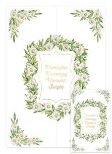 Opakowanie Karnet A5 z klapką Komunia. Stokrotka i merta