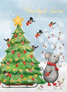 Opakowanie Karnet B6 Boże Narodzenie Choinka na sankach