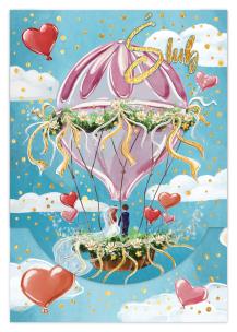 Opakowanie Karnet B6 ślub balon ślubny pionowy z kieszonką