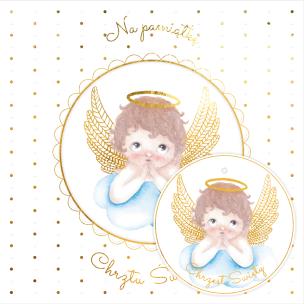 Opakowanie Karnet KW Chrzest Aniołek na chmurce