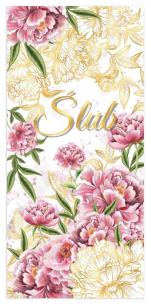 Opakowanie Karnet Pamiątka ślub złote piwonie