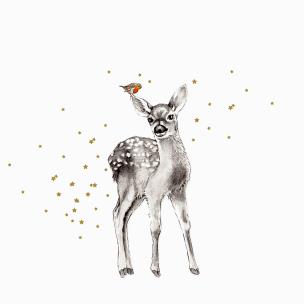 Opakowanie Karnet złocony KW Jelonek i ptaszek