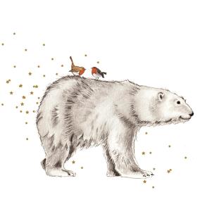 Opakowanie Karnet złocony KW Niedźwiedź i ptaszki