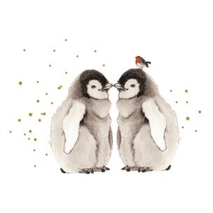 Opakowanie Karnet złocony KW Pingwinki i ptaszek