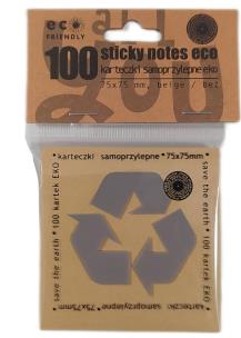 Opakowanie Karteczki samoprzylepne eko 75x75mm 100K beżowe