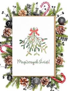 Kartka bożonarodzeniowa / Magicznych Świąt. Wydawca: Nadwyraz. Multiszop.pl Opakowanie Kartka bożonarodzeniowa / Magicznych Świąt
