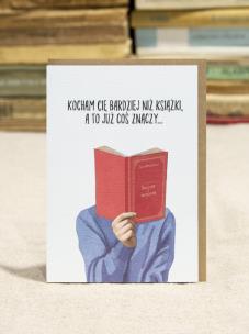 Opakowanie Kartka Kocham Cię bardziej niż książki