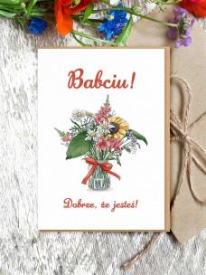 Kartka okolicznościowa BABCIU! DOBRZE, ŻE JESTEŚ!. Wydawca: Nadwyraz. Multiszop.pl Opakowanie Kartka okolicznościowa BABCIU! DOBRZE, ŻE JESTEŚ!