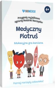 Karty do gry Piotruś Medyczny Przygody wyjątkowo zgranej Rodzinki Narządów. Autor: Mieszkowicz Jacek. Multiszop.pl Okładka książki Karty do gry Piotruś Medyczny Przygody wyjątkowo zgranej Rodzinki Narządów