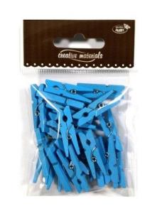 Opakowanie Klamerki drewniane jasne niebieskie 30mm 25szt