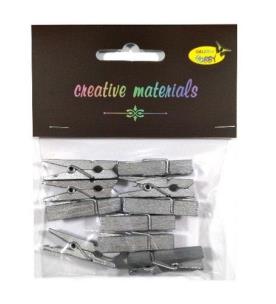 Opakowanie Klamerki drewniane srebrne 35mm 10szt