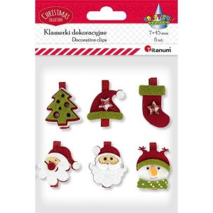 Opakowanie Klamerki drewniane z dekorem czerwone 6szt