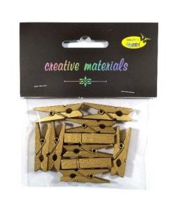Opakowanie Klamerki drewniane złote 35mm 10szt