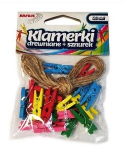 Opakowanie Klamerki + sznurek kolorowe 20szt