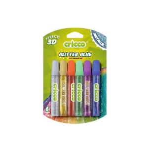Klej brokatowy 3D metalik 10g 6 kolorów CRICCO. Wydawca: Cricco. Multiszop.pl Opakowanie Klej brokatowy 3D metalik 10g 6 kolorów CRICCO