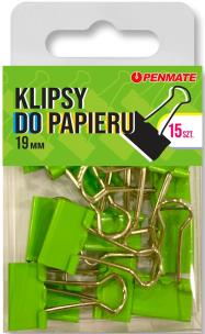 Klipsy do papieru Penmate Zielone 19 mm TT8324. Wydawca: Penmate. Multiszop.pl Opakowanie Klipsy do papieru Penmate Zielone 19 mm TT8324