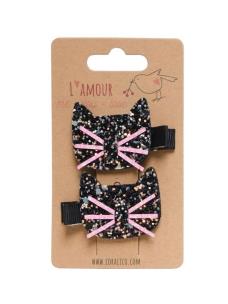 Opakowanie Klipsy z brokatowym kotkiem