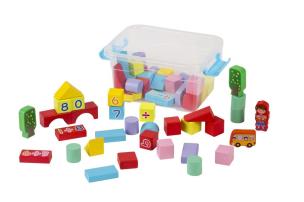Opakowanie Klocki drewniane kolorowe 53el