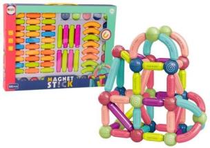 Klocki magnetyczne 66el kolorowe. Wydawca: Leantoys. Multiszop.pl Opakowanie Klocki magnetyczne 66el kolorowe