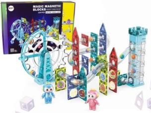 Klocki magnetyczne świecąca zjeżdżalnia 129el. Wydawca: Leantoys. Multiszop.pl Opakowanie Klocki magnetyczne świecąca zjeżdżalnia 129el