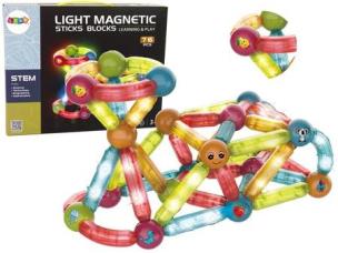 Klocki magnetyczne świecące 76el. Wydawca: Leantoys. Multiszop.pl Opakowanie Klocki magnetyczne świecące 76el