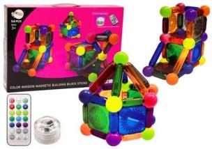 Klocki magnetyczne z podświetleniem 54el. Wydawca: Leantoys. Multiszop.pl Opakowanie Klocki magnetyczne z podświetleniem 54el
