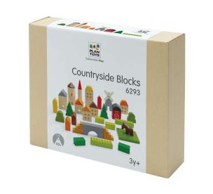 Klocki na wsi zabawki drewniane. Wydawca: Plan toys. Multiszop.pl Opakowanie Klocki na wsi zabawki drewniane