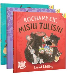 Kochamy Cię, Misiu Tulisiu /  Miś Tuliś kocha małe ptaszki / Miś Tuliś bawi się w chowanego. Autor: David Melling. Multiszop.pl Okładka książki Kochamy Cię, Misiu Tulisiu /  Miś Tuliś kocha małe ptaszki / Miś Tuliś bawi się w chowanego