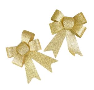 Kokardy brokatowe złote 2szt. Wydawca: ARPEX. Multiszop.pl Opakowanie Kokardy brokatowe złote 2szt