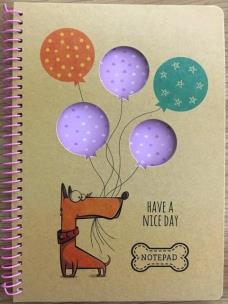 Opakowanie Kołonotatnik A5/80K kratka kraft Pies z balonami