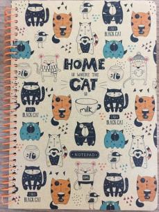 Opakowanie Kołonotatnik A5/80K kratka kraft Zabawne kotki